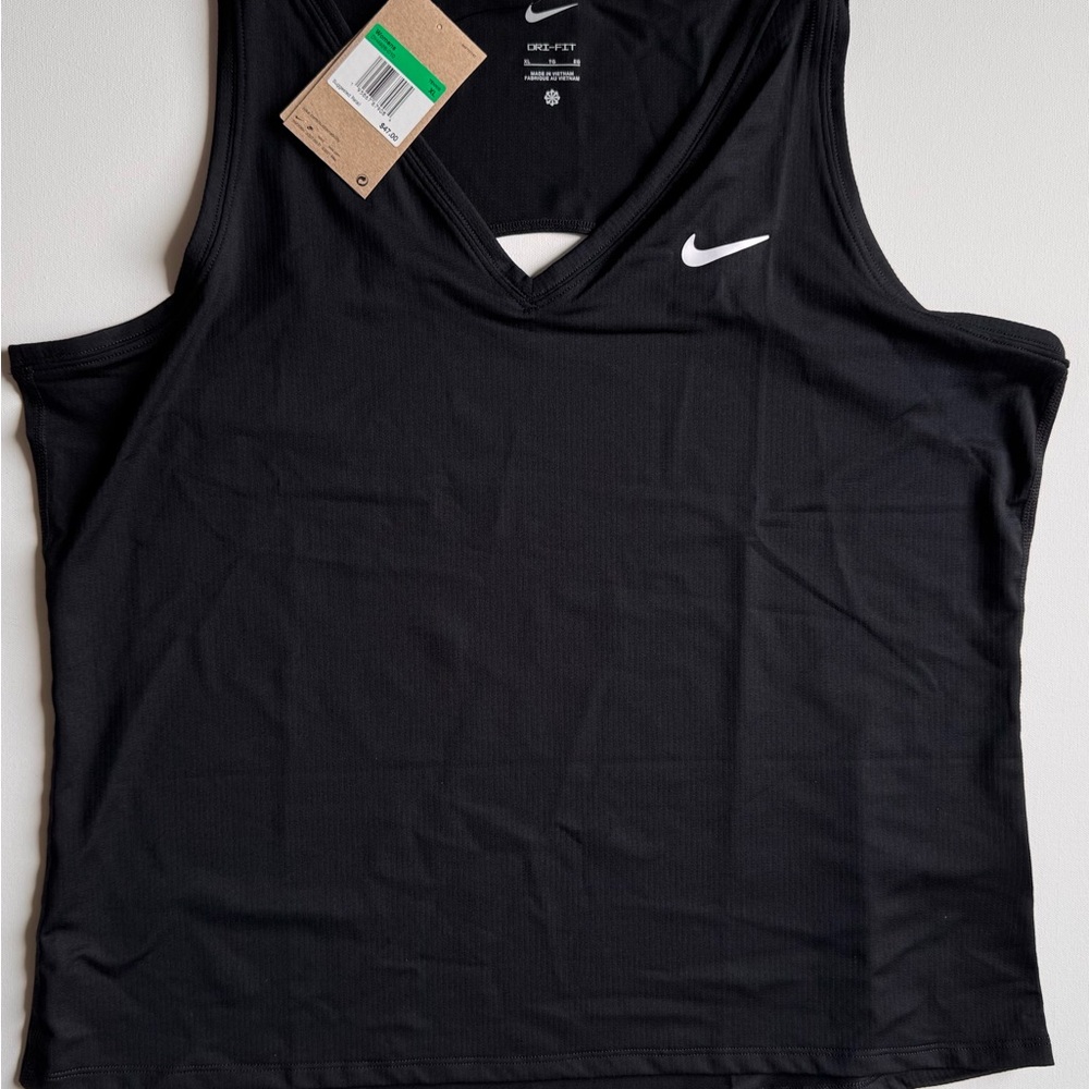Nike Black Sleeveless Tennis Tank Top with White Logo